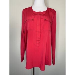 Bob Timberlake Pink Popover Shirt Snap Flap Pockets Sz Large